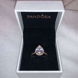 sparkling teardrop halo ring